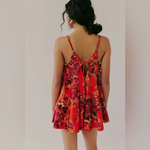 Free People Red Zenni Printed Romper - Picture 2 of 5
